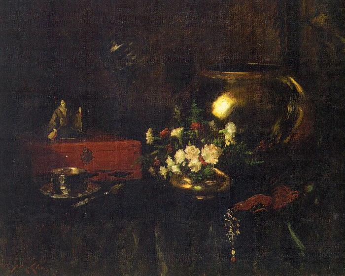 Chase, William Merritt Still Life with Brass Bowl oil painting image